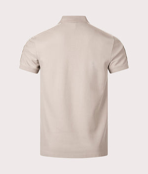 Taped Shoulder Polo Shirt in Moon Rock by Emporio Armani. EQVVS Back Angle Shot.