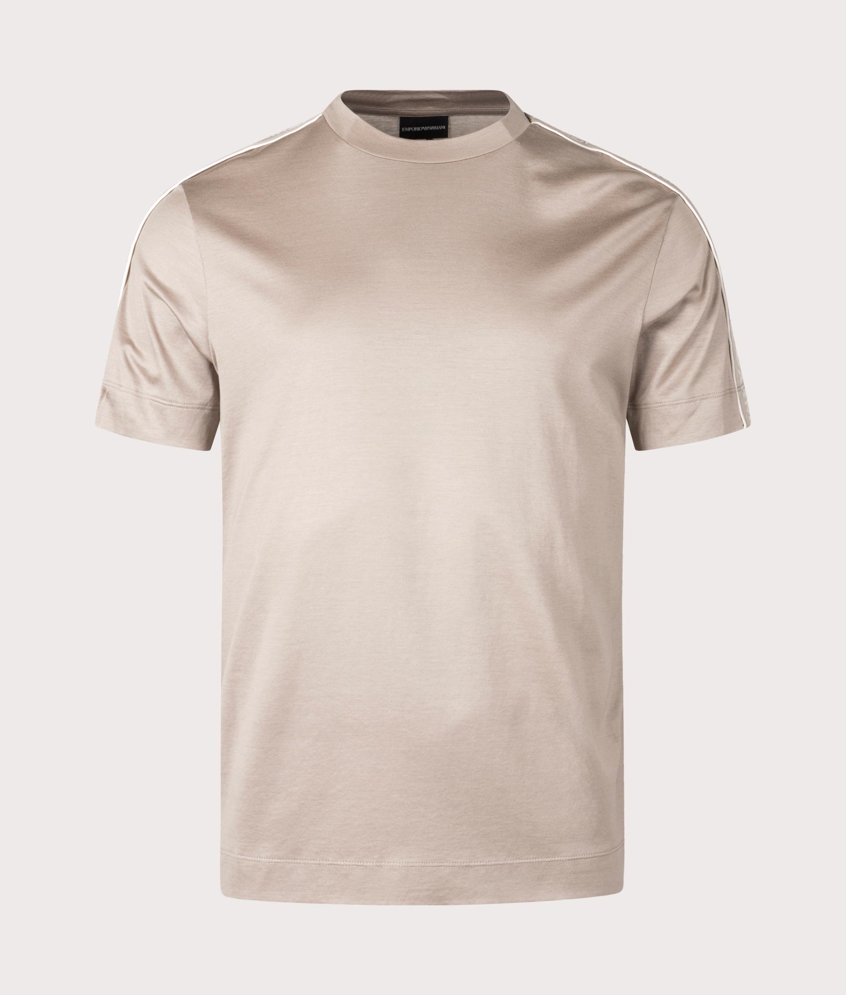 Tape logo T-Shirt in Moon Rock by Emporio Armani. EQVVS Front Angle Shot.
