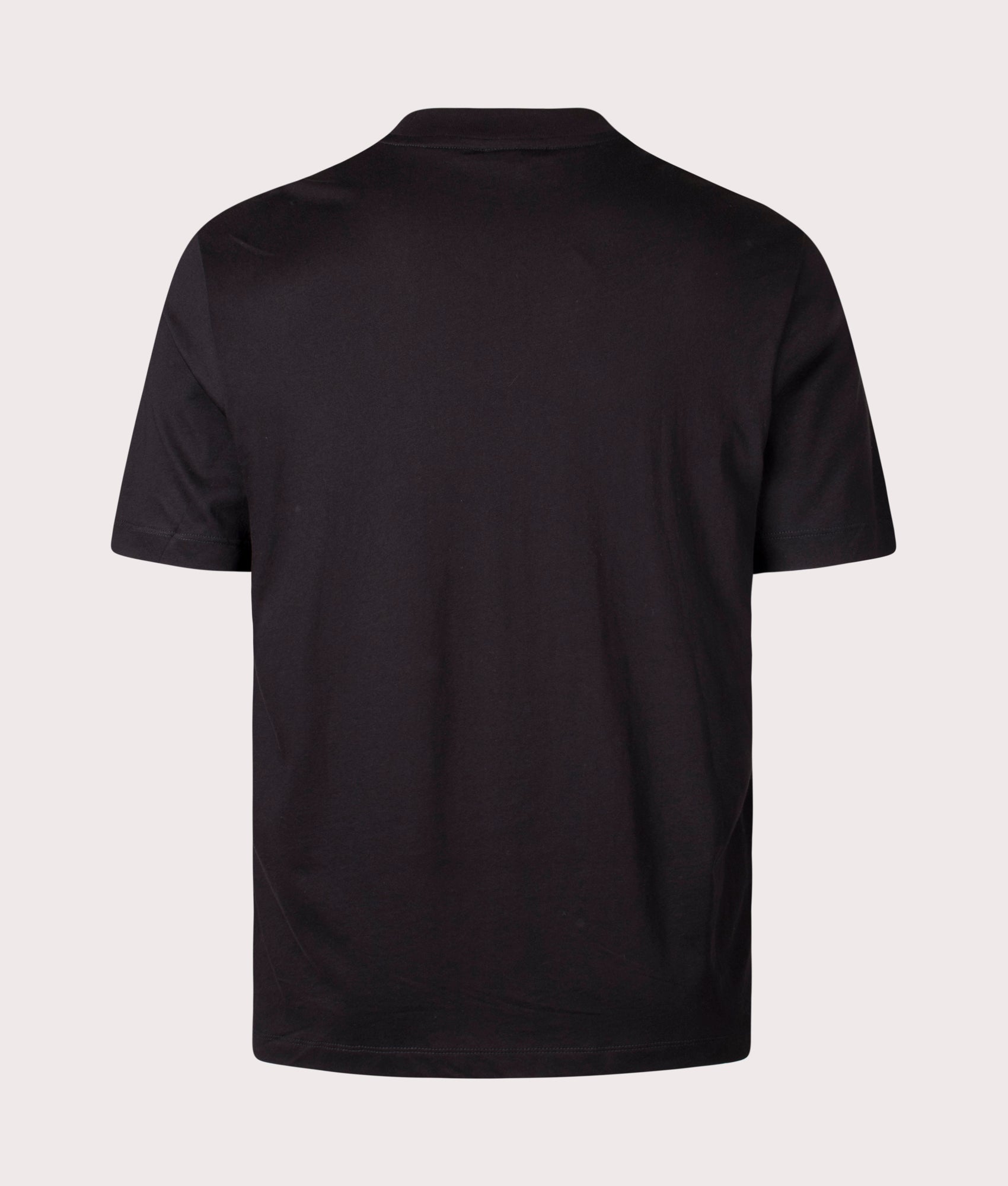 Embroidered logo T-Shirt in Drawing Black by. Emporio Armani. EQVVS Back Angle Shot.