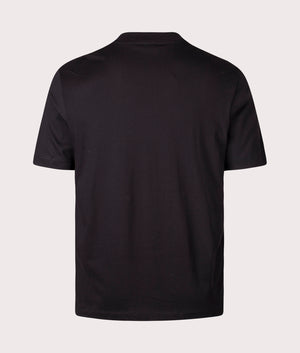 Embroidered logo T-Shirt in Drawing Black by. Emporio Armani. EQVVS Back Angle Shot.