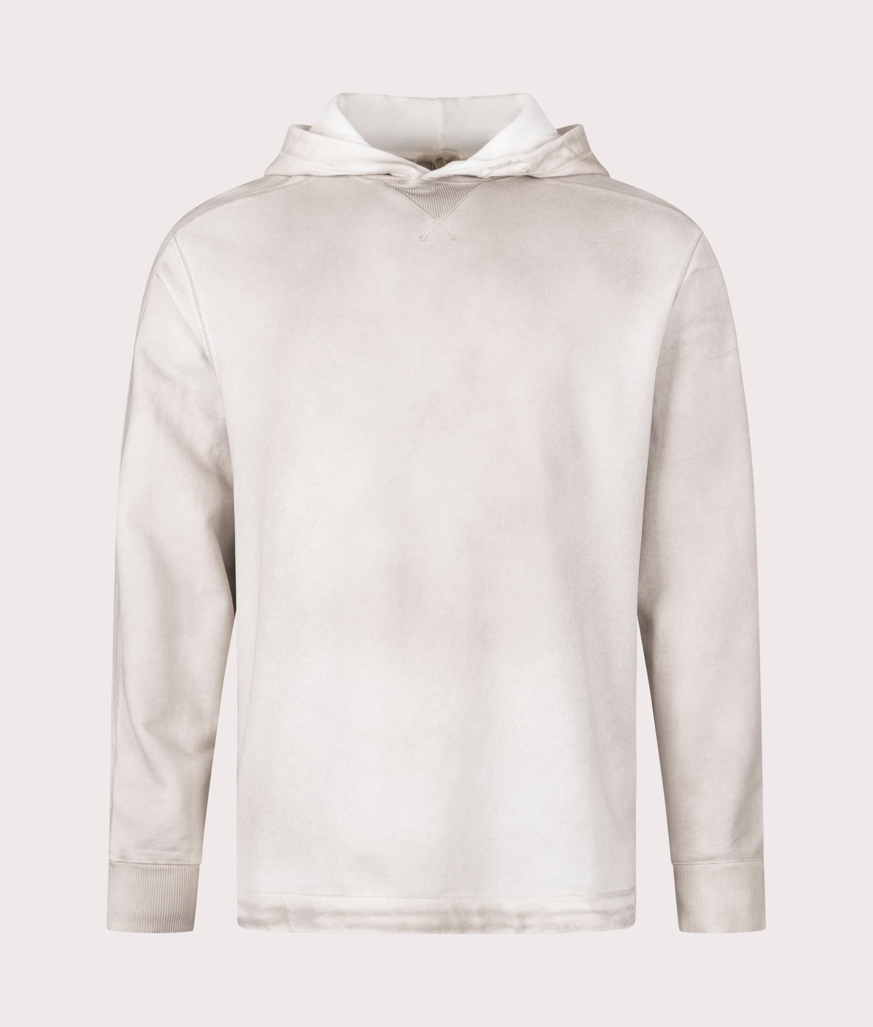 Ten c Airbrushed Garment Dyed Sweatshirt in Pale Taupe, 100% Cotton at EQVVS. Front shot. 