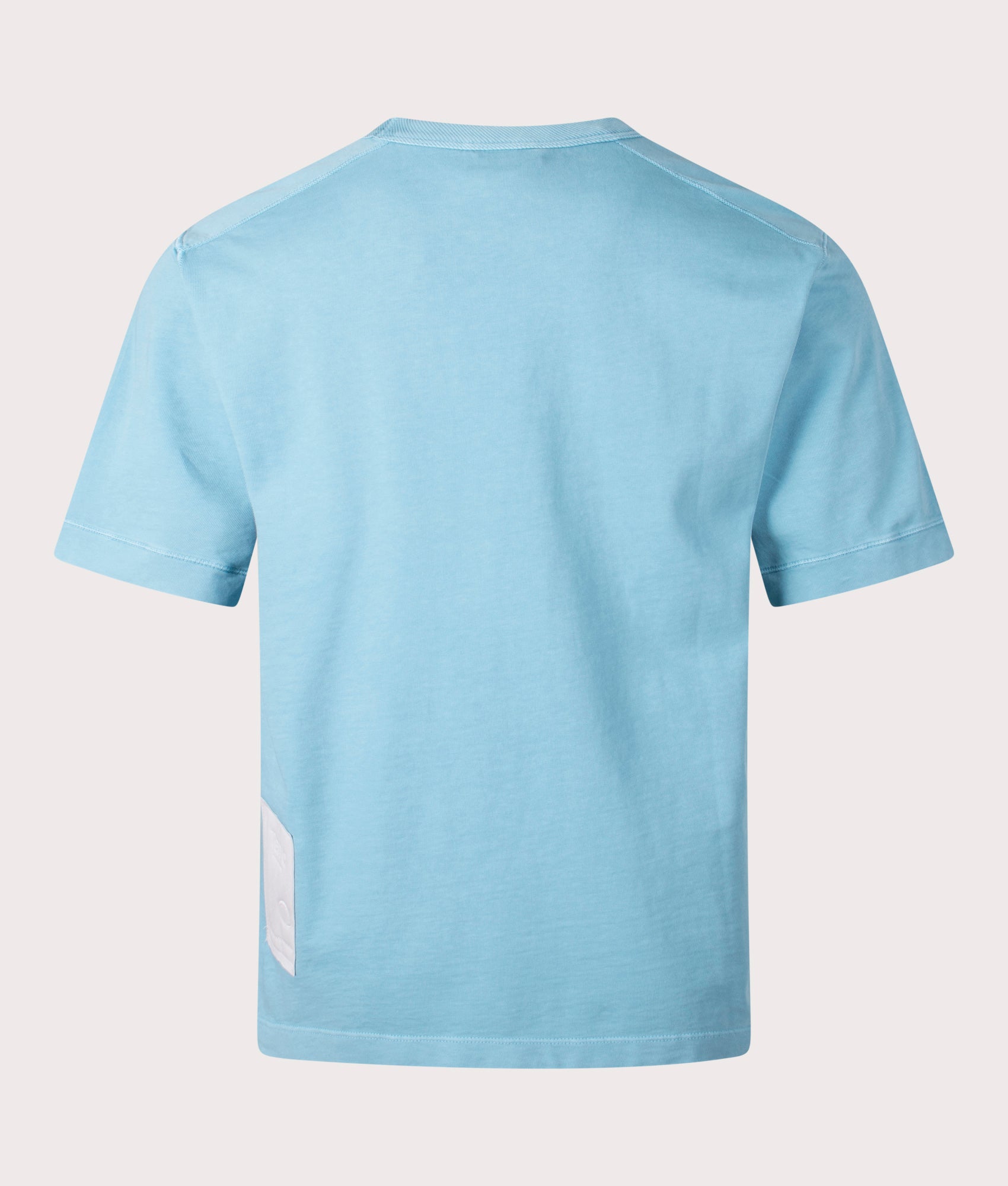 Ten c Mineral Garment Dyed T-Shirt in Sky Blue Lake, 100% Cotton at EQVVS. Back shot.