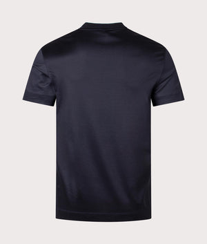 Logo Flock T-Shirt in Eagle Navy by Emporio Armani. EQVVS Back Angle Shot.