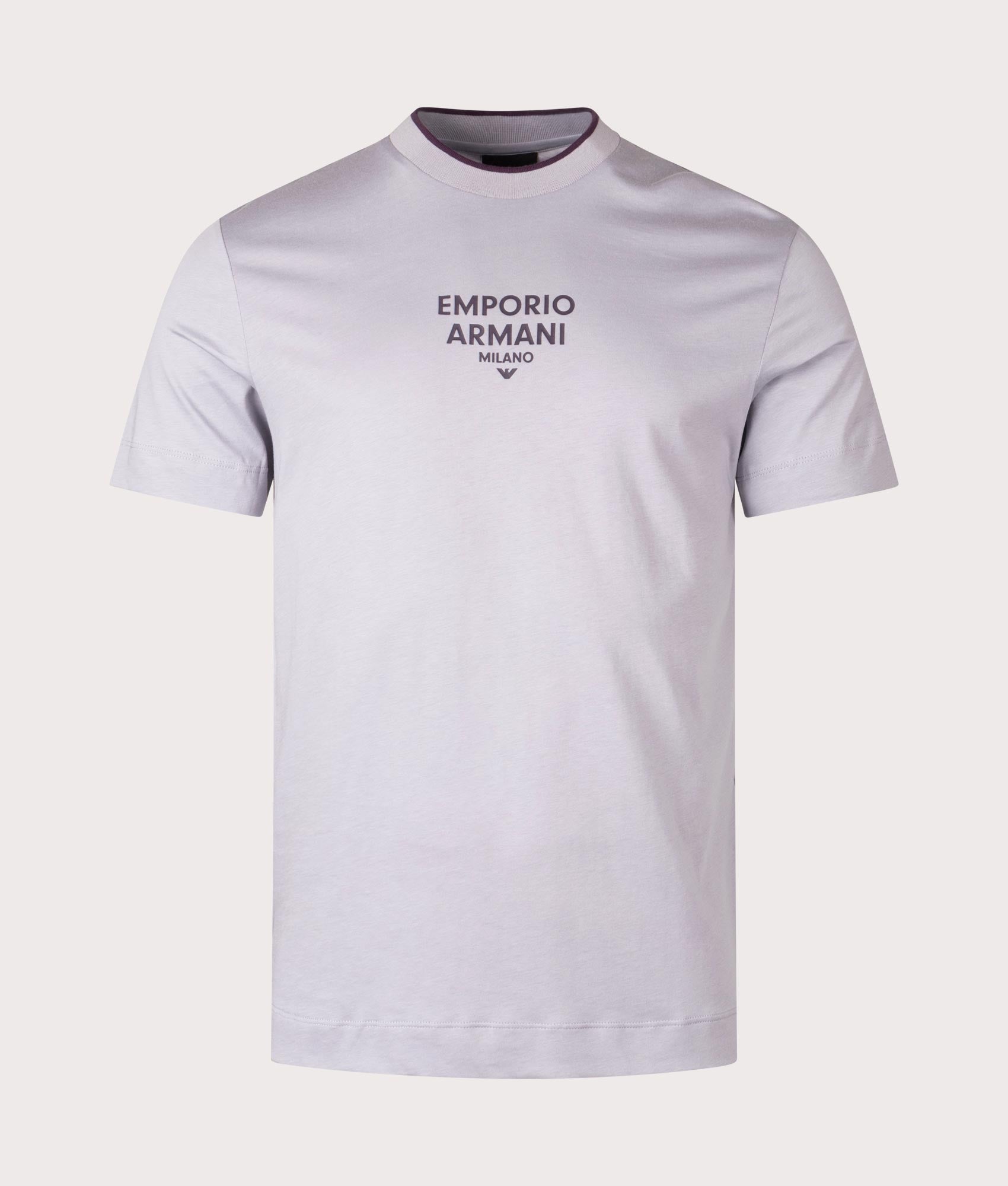 EA MilanoT-Shirt in Lilac by Emporio Armani. EQVVS Front Angle Shot.