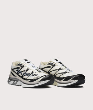 XT-MM6 / SALOMON in Vanilla Ice, Black and Green Haze at EQVVS Menswear. Angled front shot.