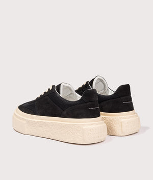 MM6 Platform Sneakers by MM6 in Black. Shot by EQVVS. Back shot.