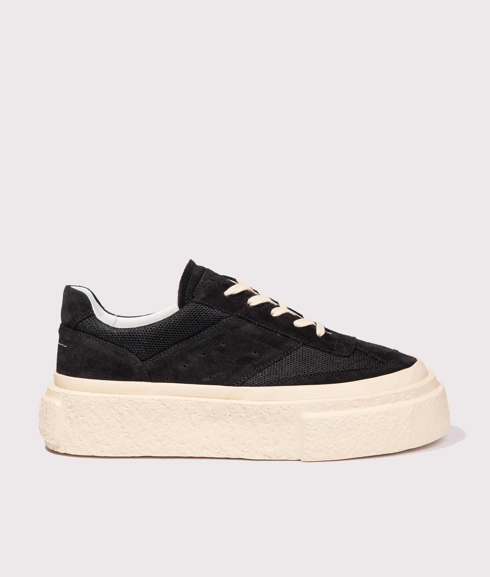 MM6 Platform Sneakers by MM6 in Black. Shot by EQVVS. Front shot.