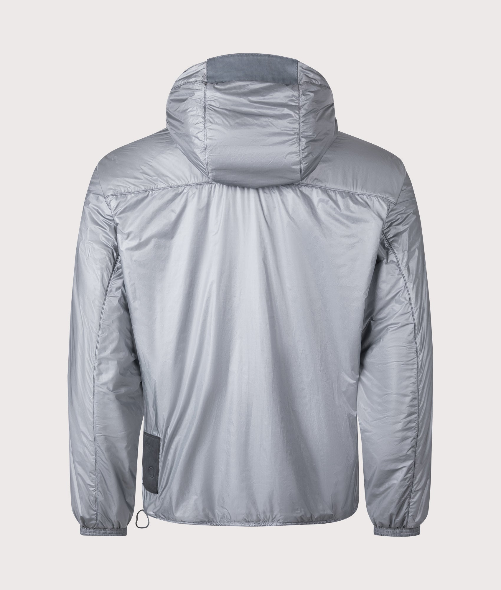 Ten c Piece Dyed Ripstop Primaloft Mid Layer Jacket in Quarry Grey at EQVVS Menswear. Back shot.