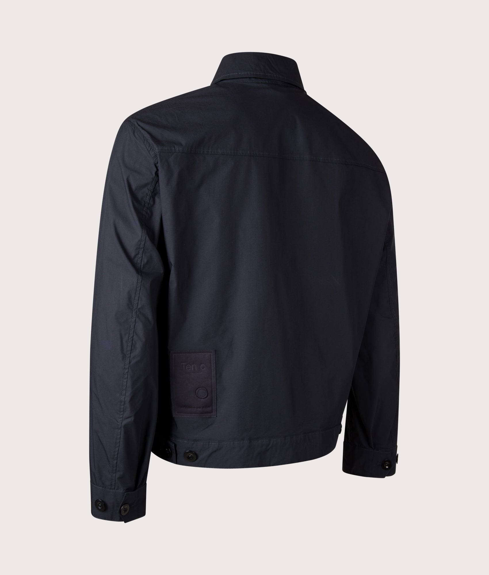 Ten c Piece Dyed Mid Layer Overshirt in Blue at EQVVS Menswear. Back angled shot.