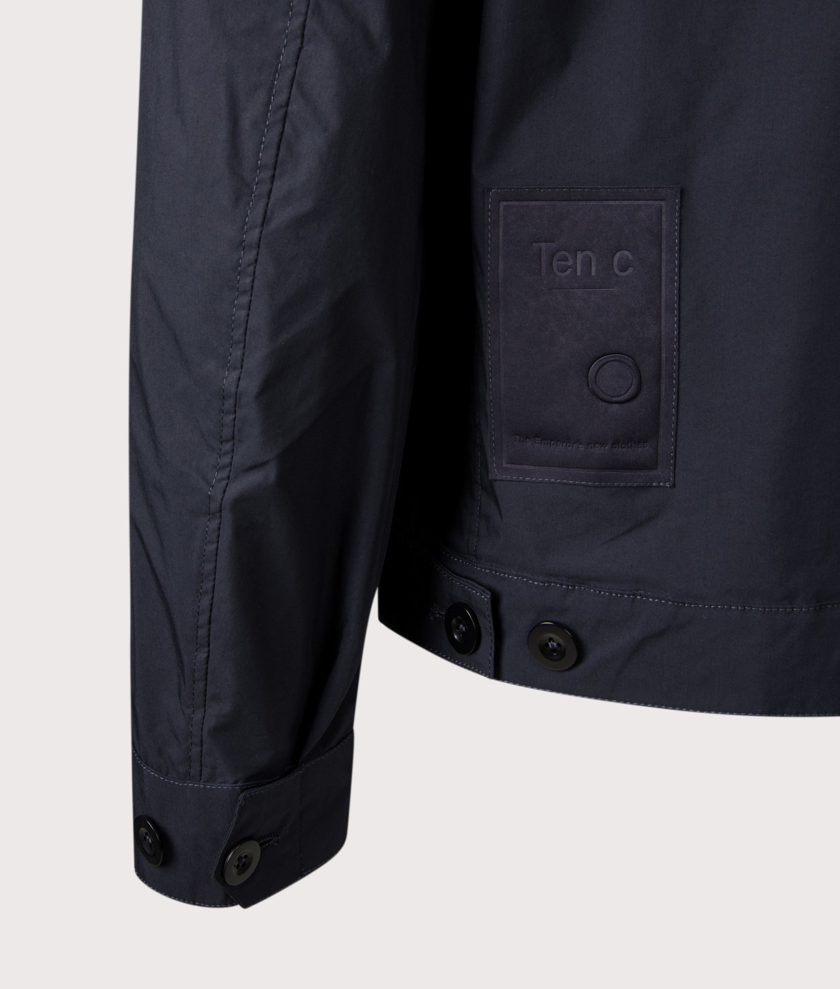 Ten c Piece Dyed Mid Layer Overshirt in Blue at EQVVS Menswear. Back detail shot.