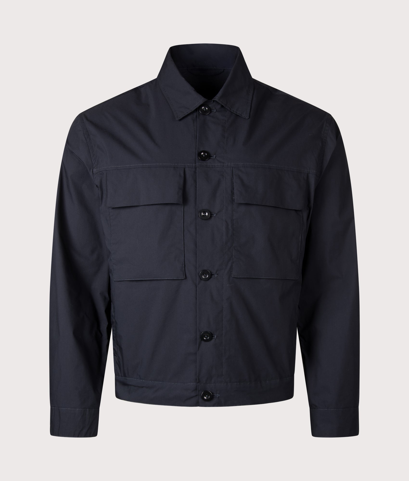 Ten c Piece Dyed Mid Layer Overshirt in Blue at EQVVS Menswear. Front shot.