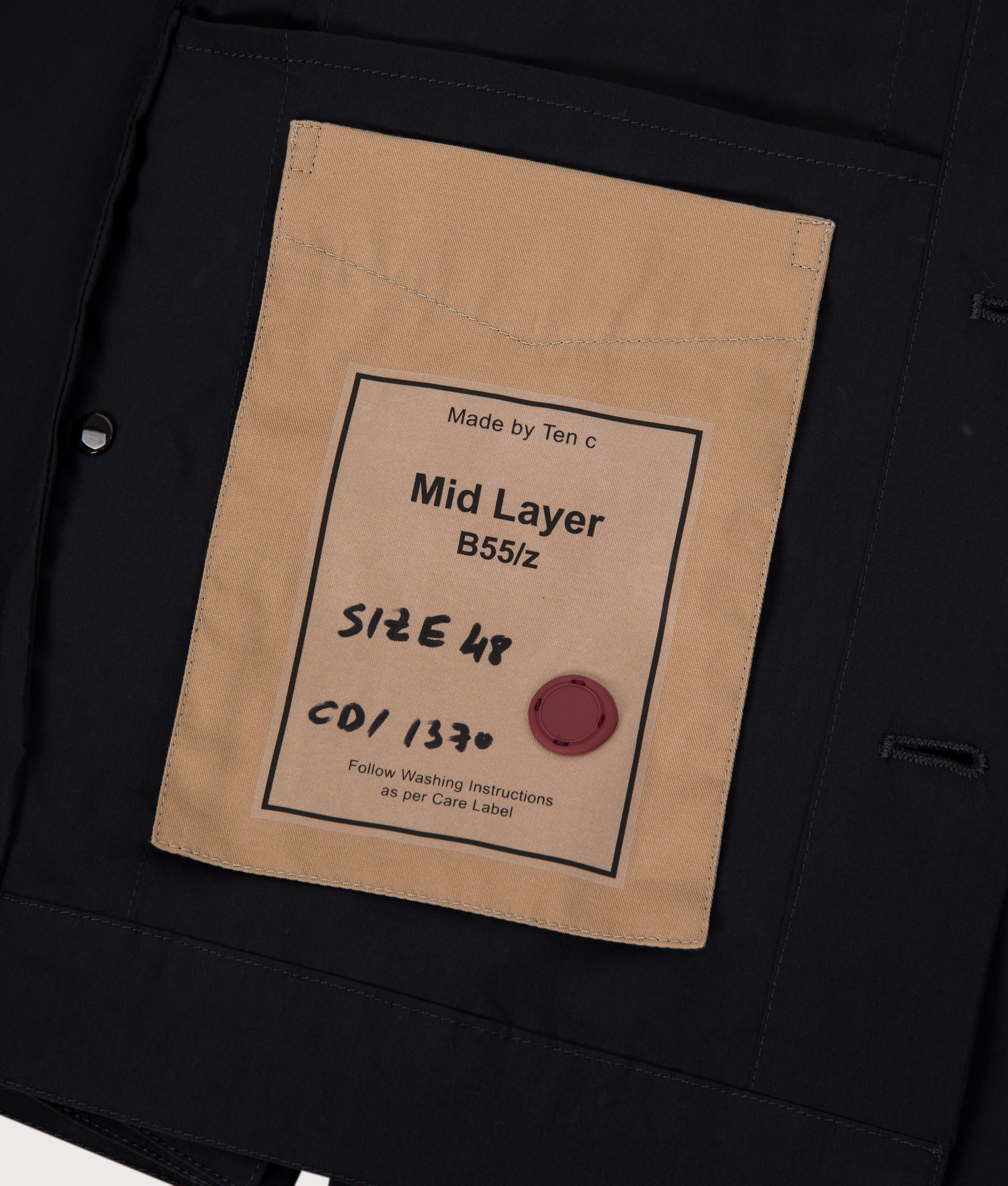 Ten c Piece Dyed Mid Layer Overshirt in Blue at EQVVS Menswear. Internal detail shot.