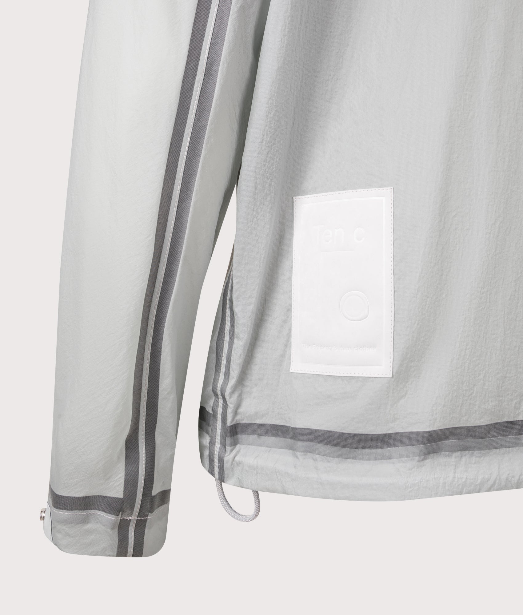 Ten c Nastrati Combo Bonded Anorak Jacket in Grey Microchip at EQVVS Menswear. Back Detail Shot.