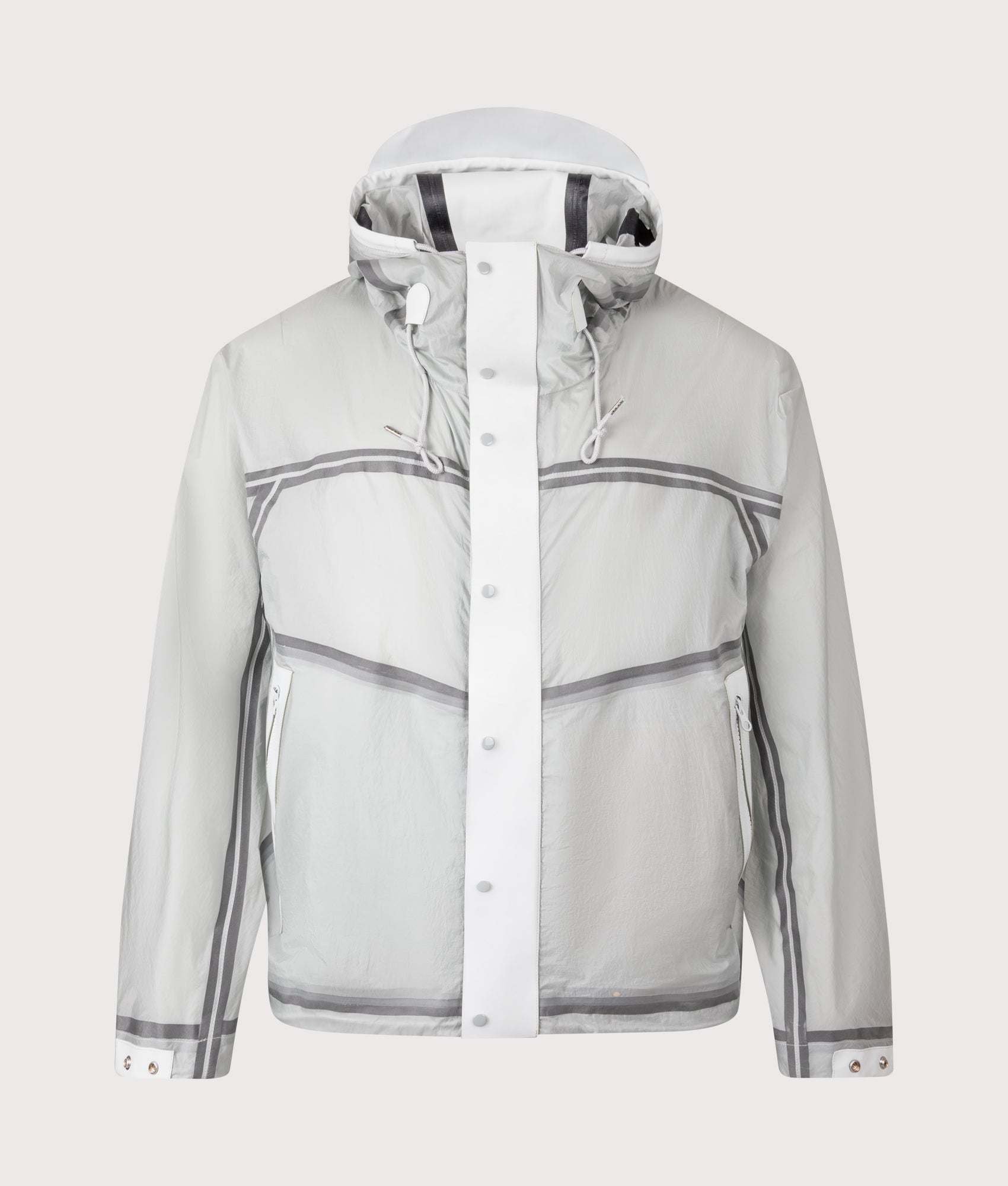 Ten c Nastrati Combo Bonded Anorak Jacket in Grey Microchip at EQVVS Menswear. Front Shot.