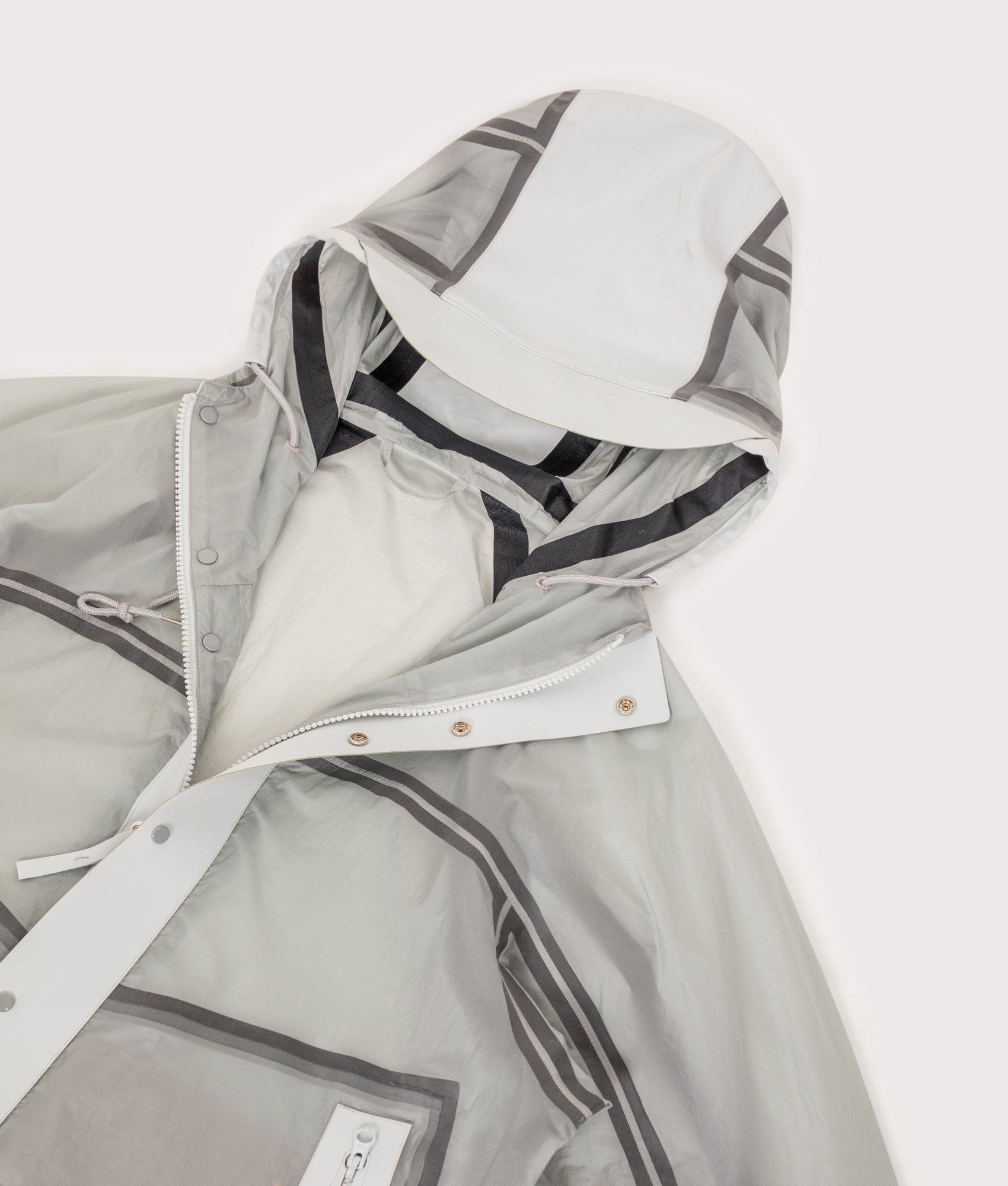 Ten c Nastrati Combo Bonded Anorak Jacket in Grey Microchip at EQVVS Menswear. Front Detail Shot.
