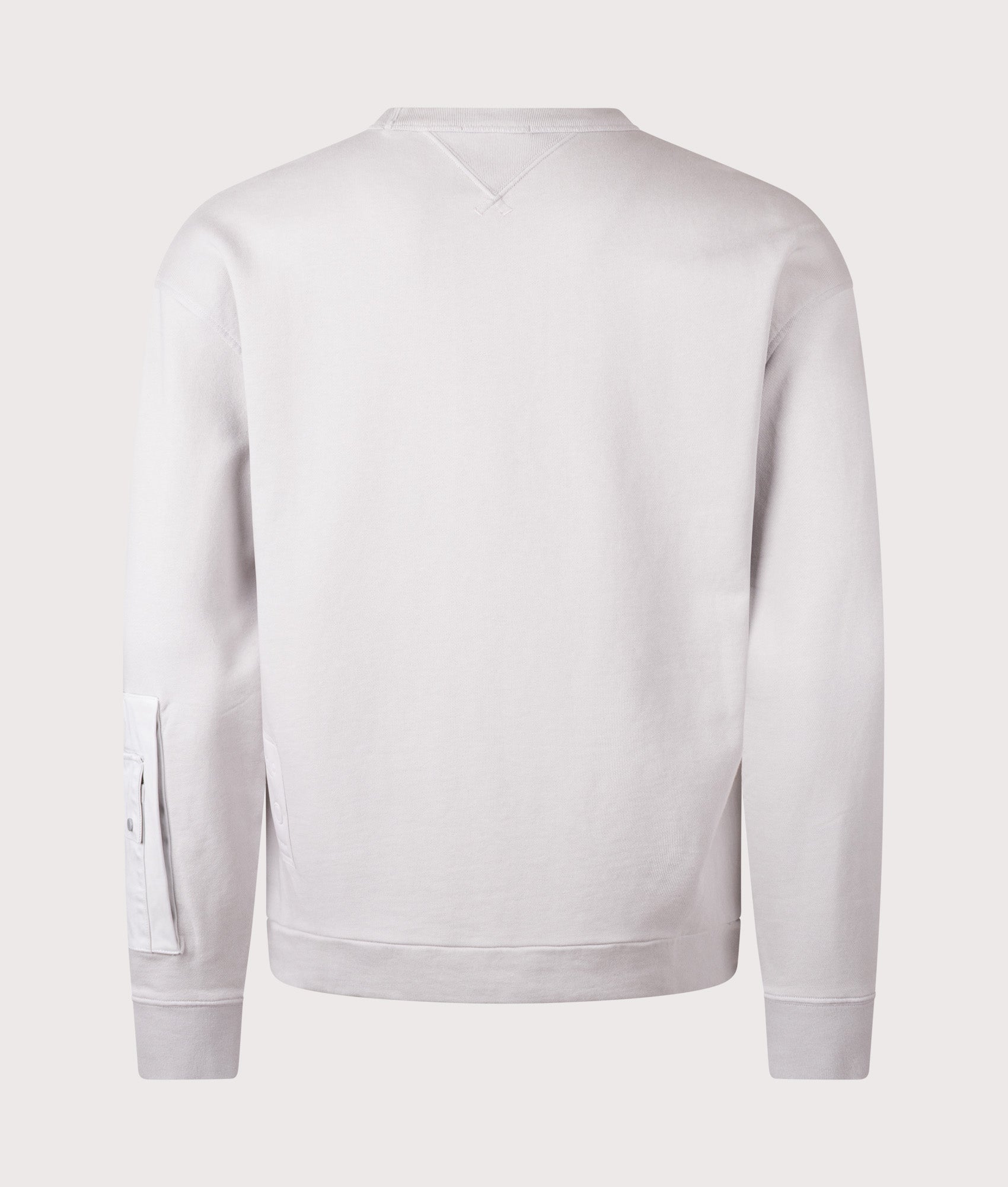 Ten c Garment Dyed Diagonal Fleece Sweatshirt in Grey Cloud at EQVVS Menswear. Back shot.