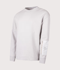 Garment Dyed Diagonal Fleece Sweatshirt: 906 Grey Cloud 