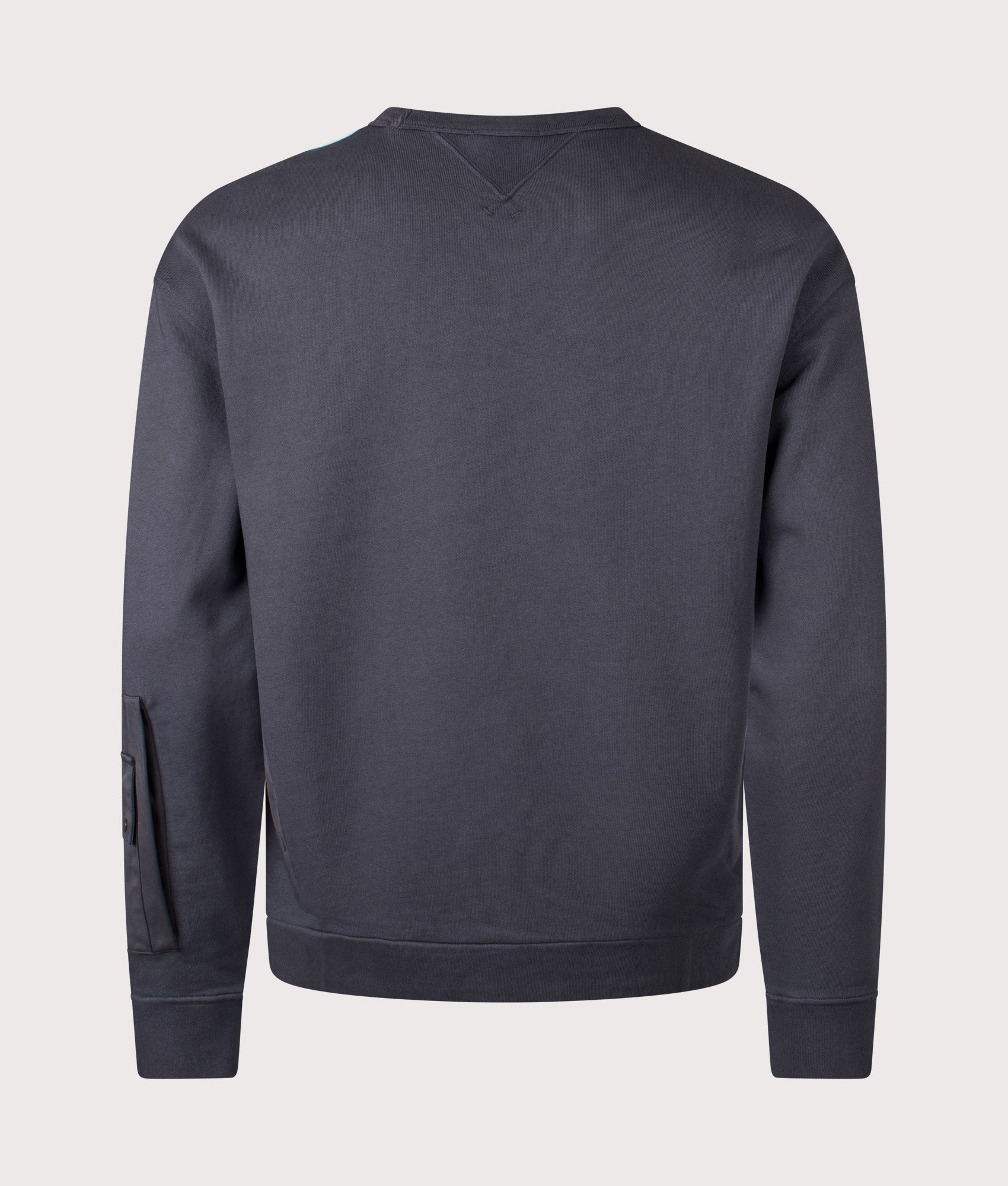 Ten c Garment Dyed Diagonal Fleece Sweatshirt in Grey Smog at EQVVS Menswear. Back shot.