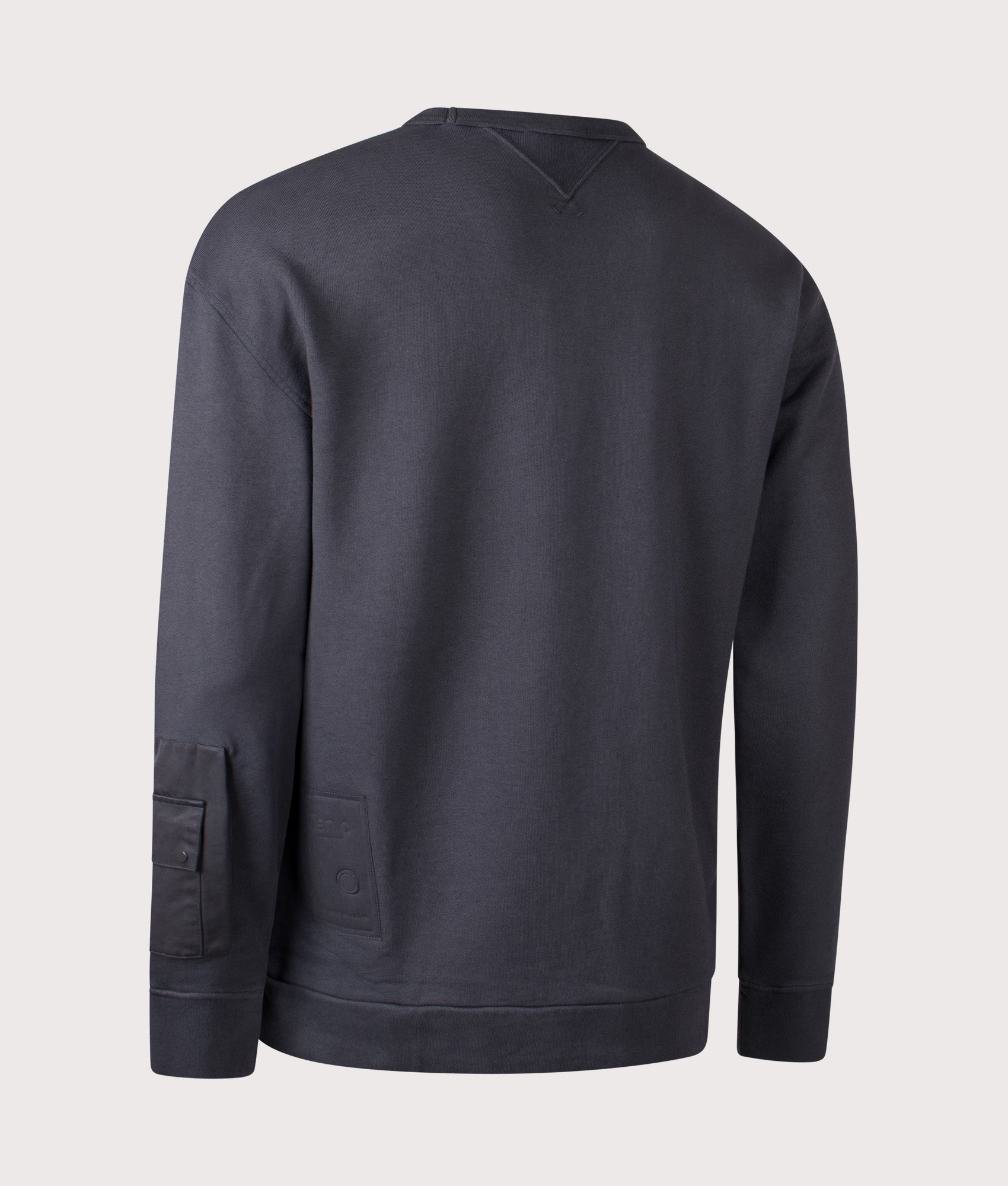 Ten c Garment Dyed Diagonal Fleece Sweatshirt in Grey Smog at EQVVS Menswear. Angled back shot.