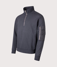 Garment Dyed Diagonal Fleece Quarter Zip Sweatshirt: 968 Grey Smog 