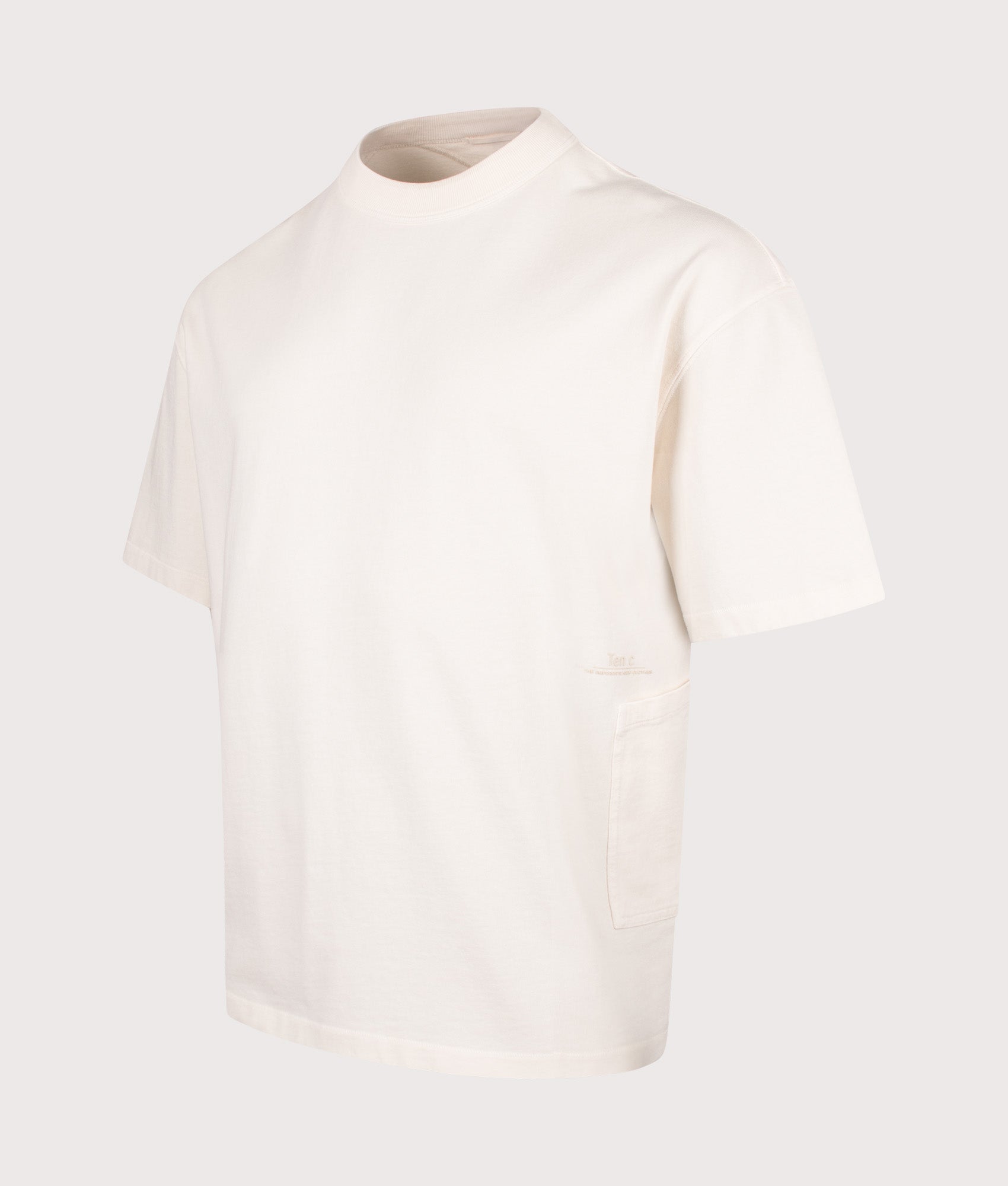 Ten c Light Marmo Dyed T-Shirt in Snow White at EQVVS Menswear. Angled front shot.