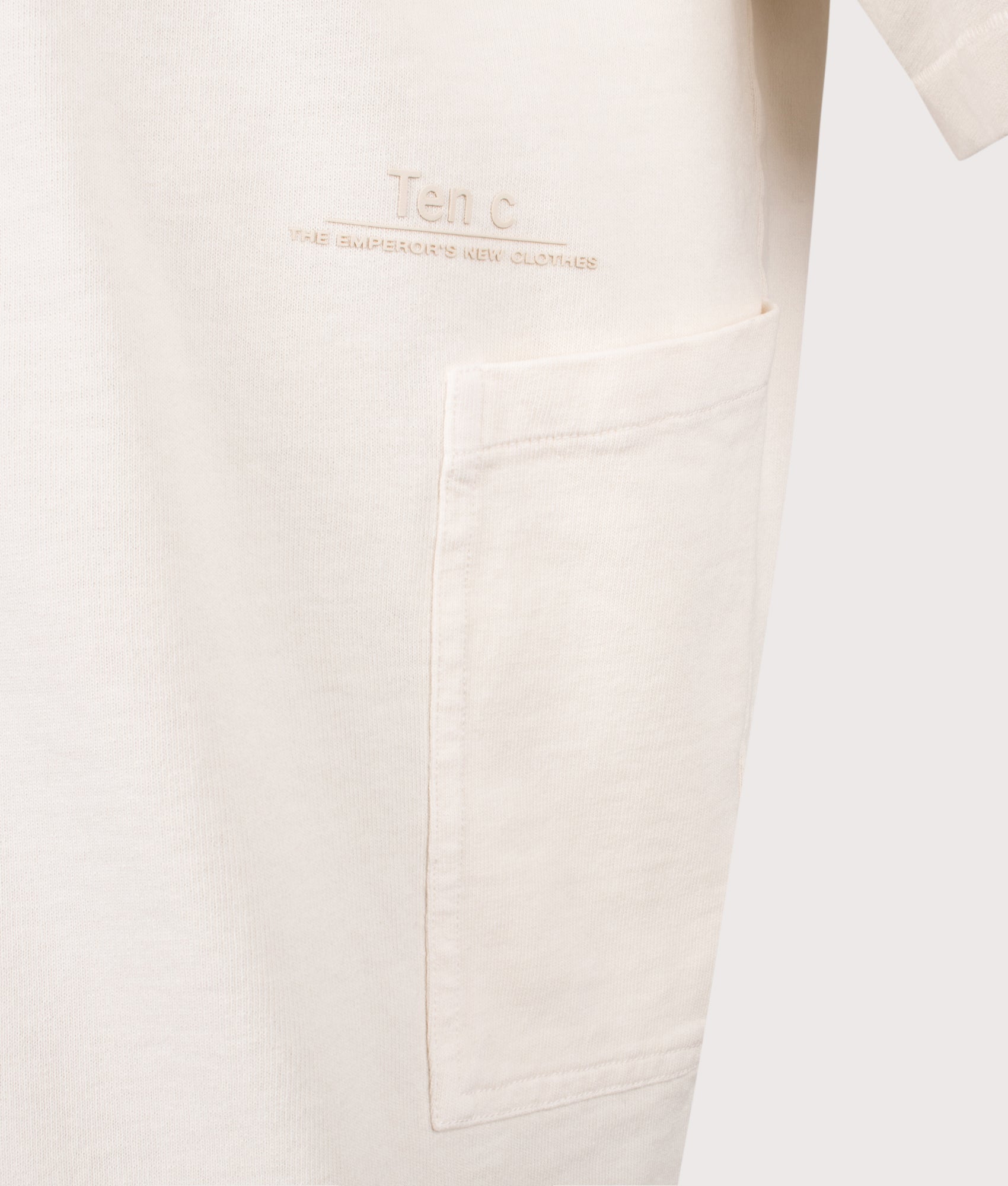 Ten c Light Marmo Dyed T-Shirt in Snow White at EQVVS Menswear. Second detail shot.