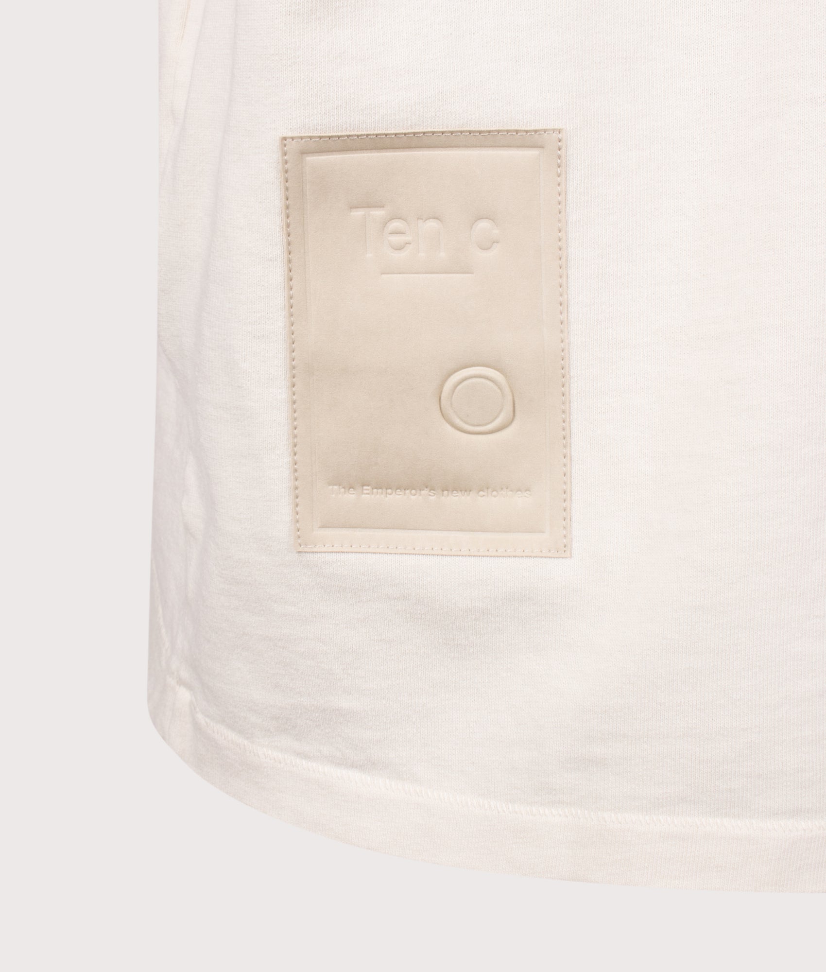Ten c Light Marmo Dyed T-Shirt in Snow White at EQVVS Menswear. Detail shot. 