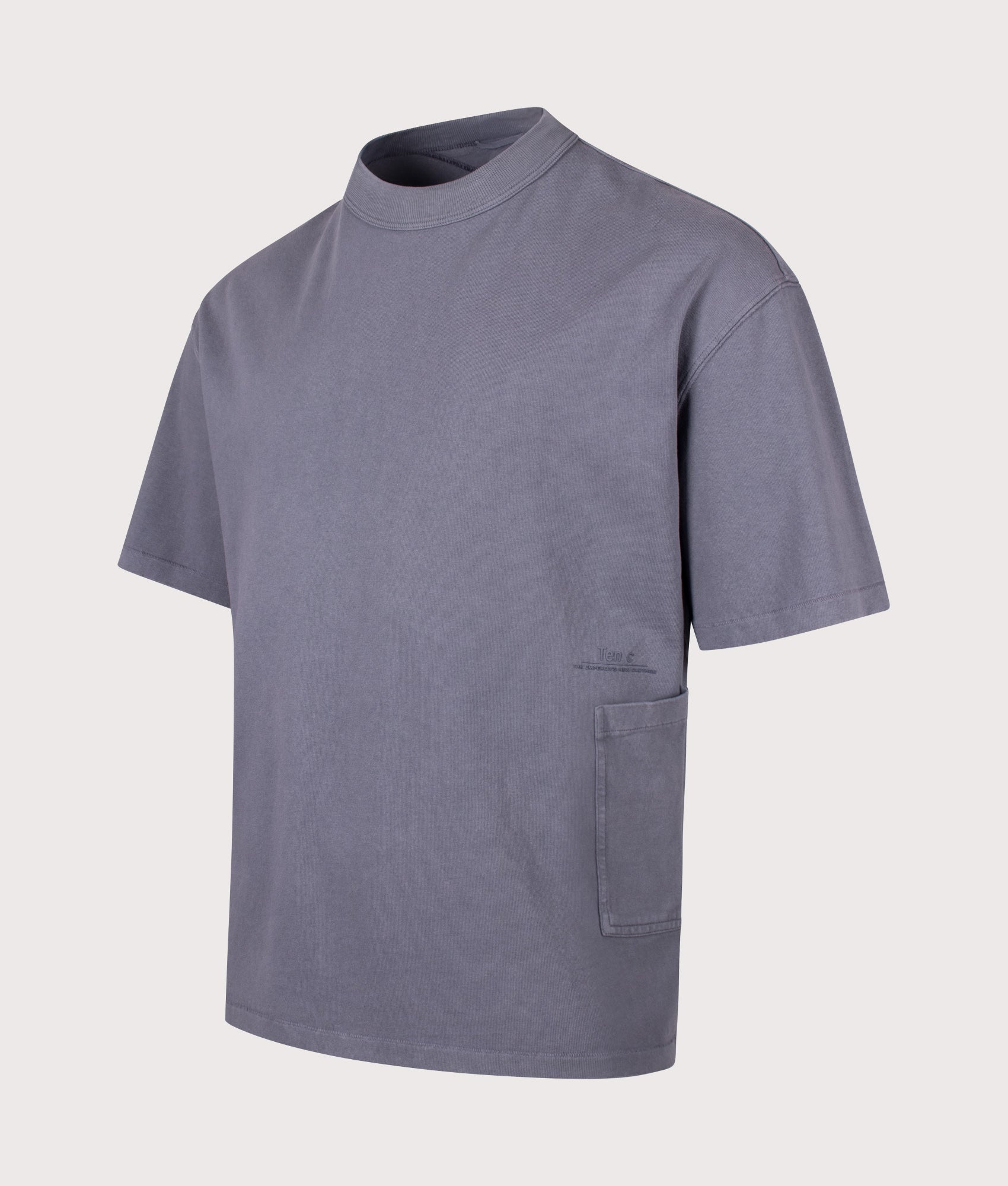 Ten c Light Marmo Dyed T-Shirt in Carbon Grey at EQVVS Menswear. Angled front shot.