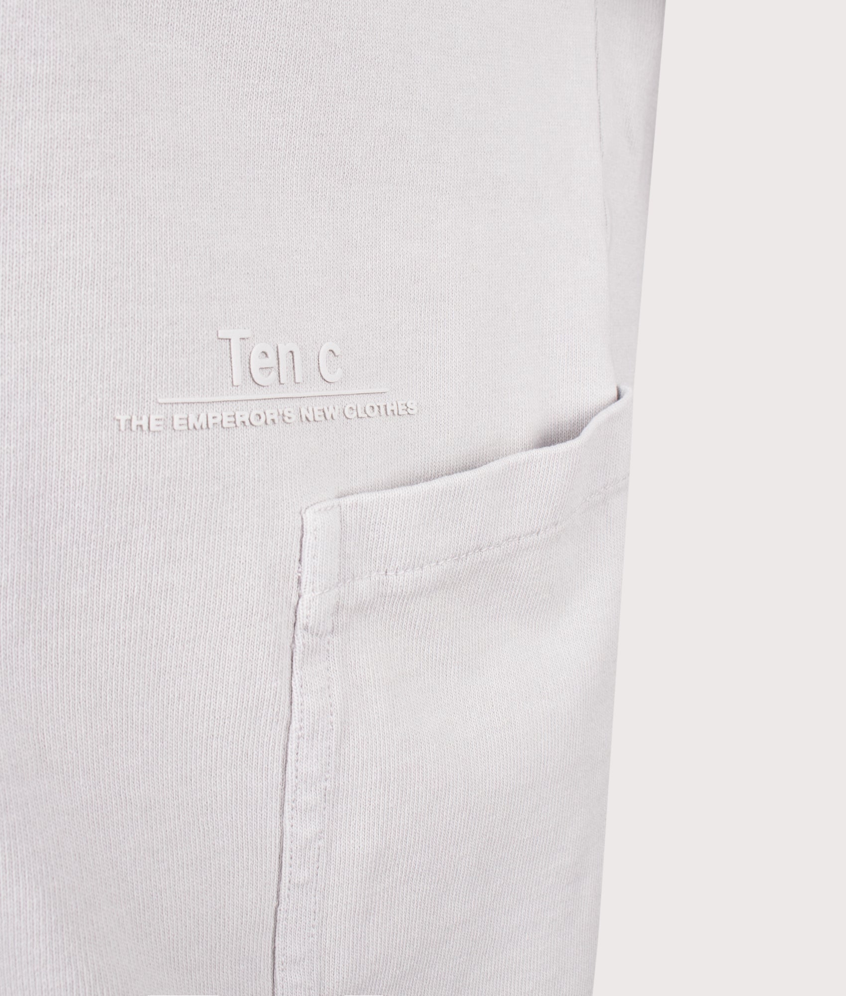 Ten c Light Marmo Dyed T-Shirt in Grey Cloud at EQVVS Menswear. Detail shot.