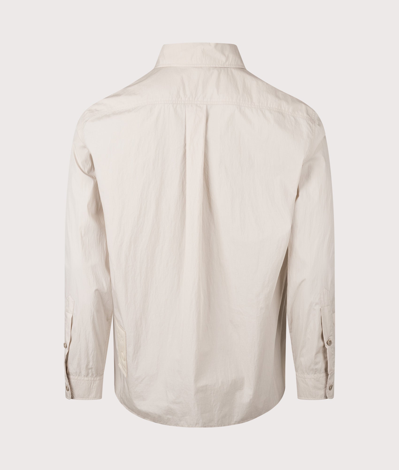 Ten c Piece Dyed Pocket Shirt in Grey Sand at EQVVS Menswear. Back shot.