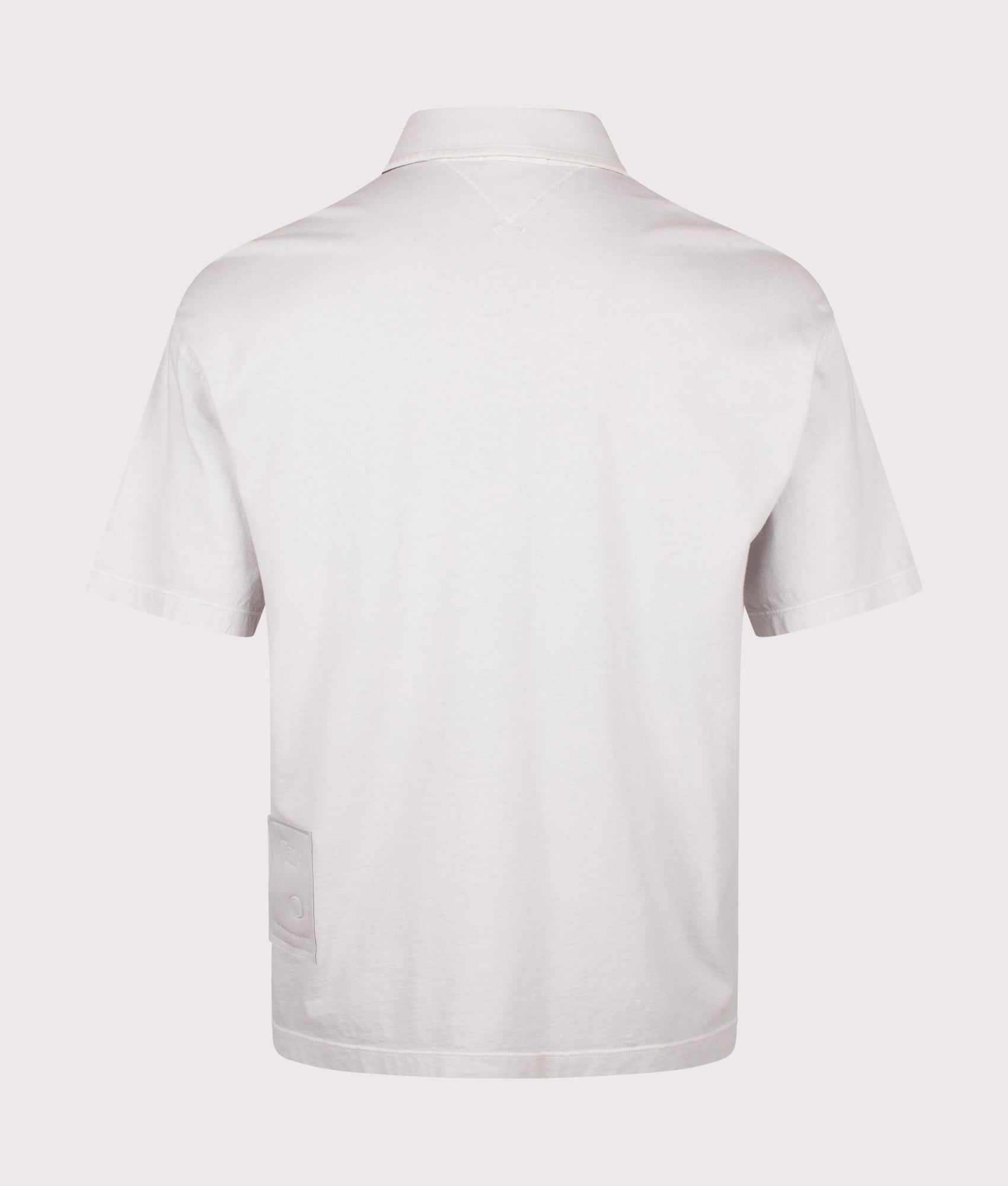 Ten c Light Marmo Dyed Polo Shirt in Grey Cloud at EQVVS Menswear. Back shot.