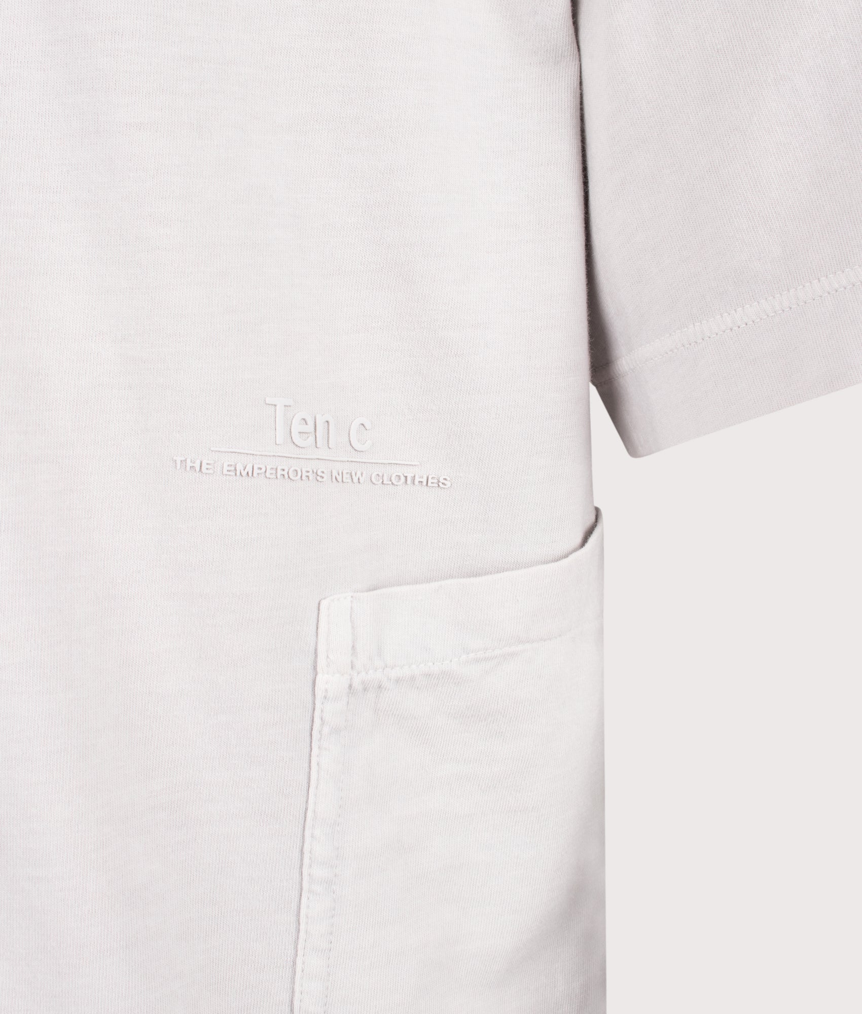 Ten c Light Marmo Dyed Polo Shirt in Grey Cloud at EQVVS Menswear. Detail shot.