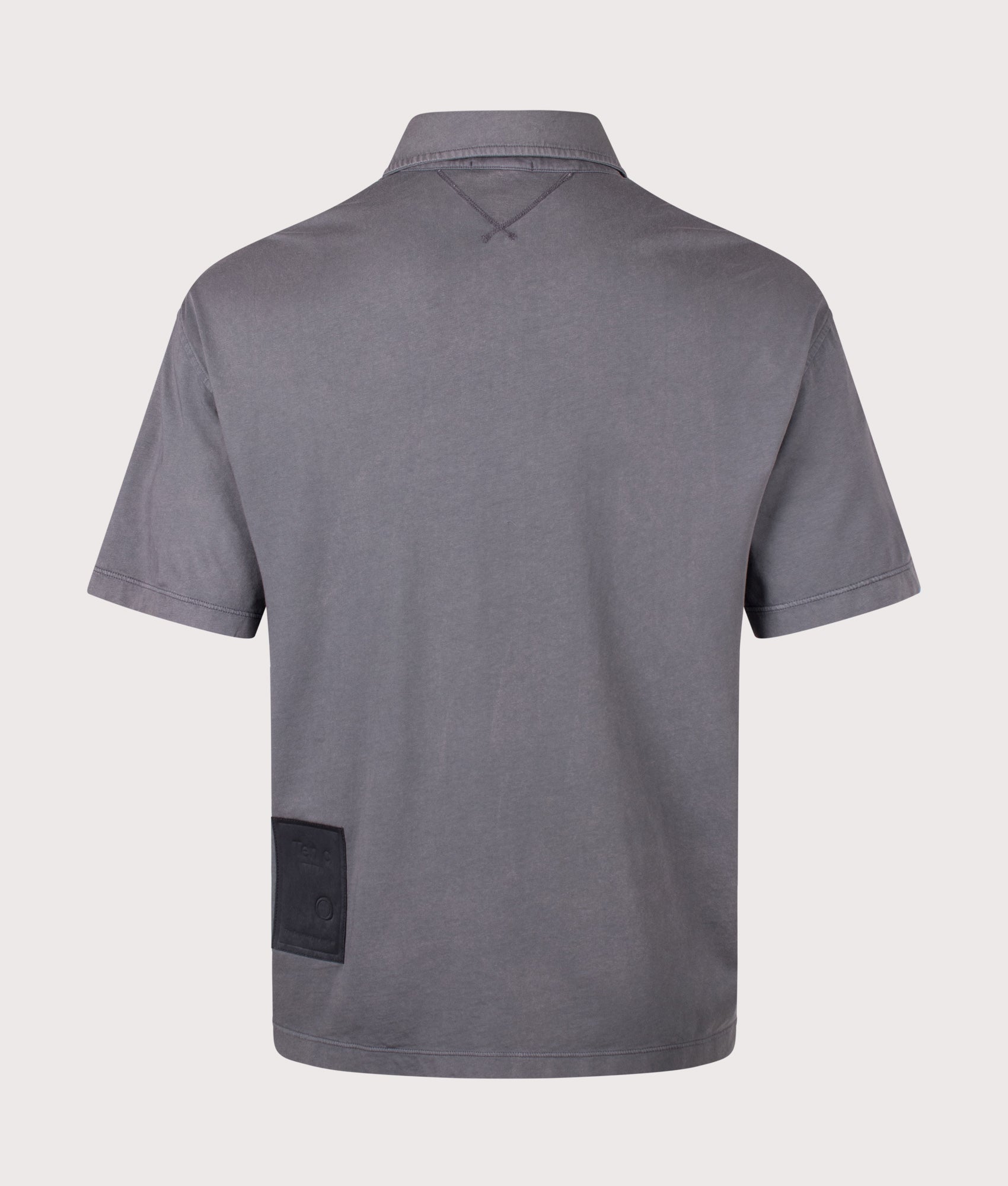 Ten c Light Marmo Dyed Polo Shirt in Carbon Grey at EQVVS Menswear. Back shot.
