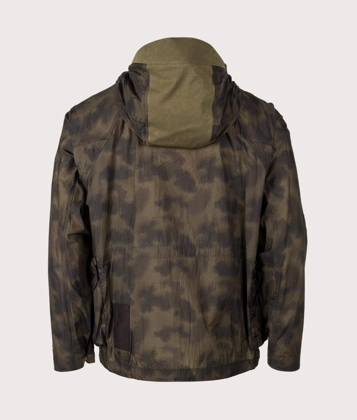 Camou Skye Ten Anorak Jacket by Ten c in Olive Green. Shot by EQVVS. Back shot.