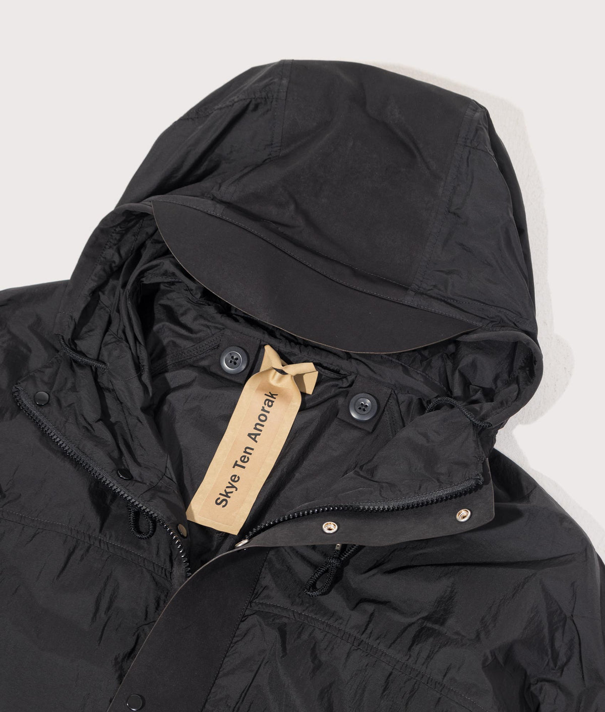 Skye Ten Anorak Jacket by Ten c in Black. Shot by EQVVS. Detail shot.