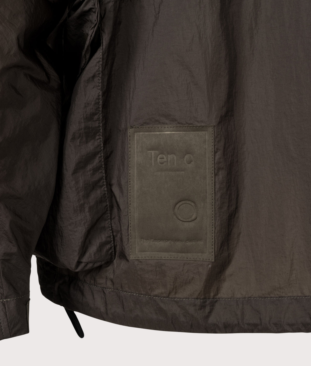 Ten c Skye Ten Anorak Jacket in Green Lizard at EQVVS Menswear. Detail shot.