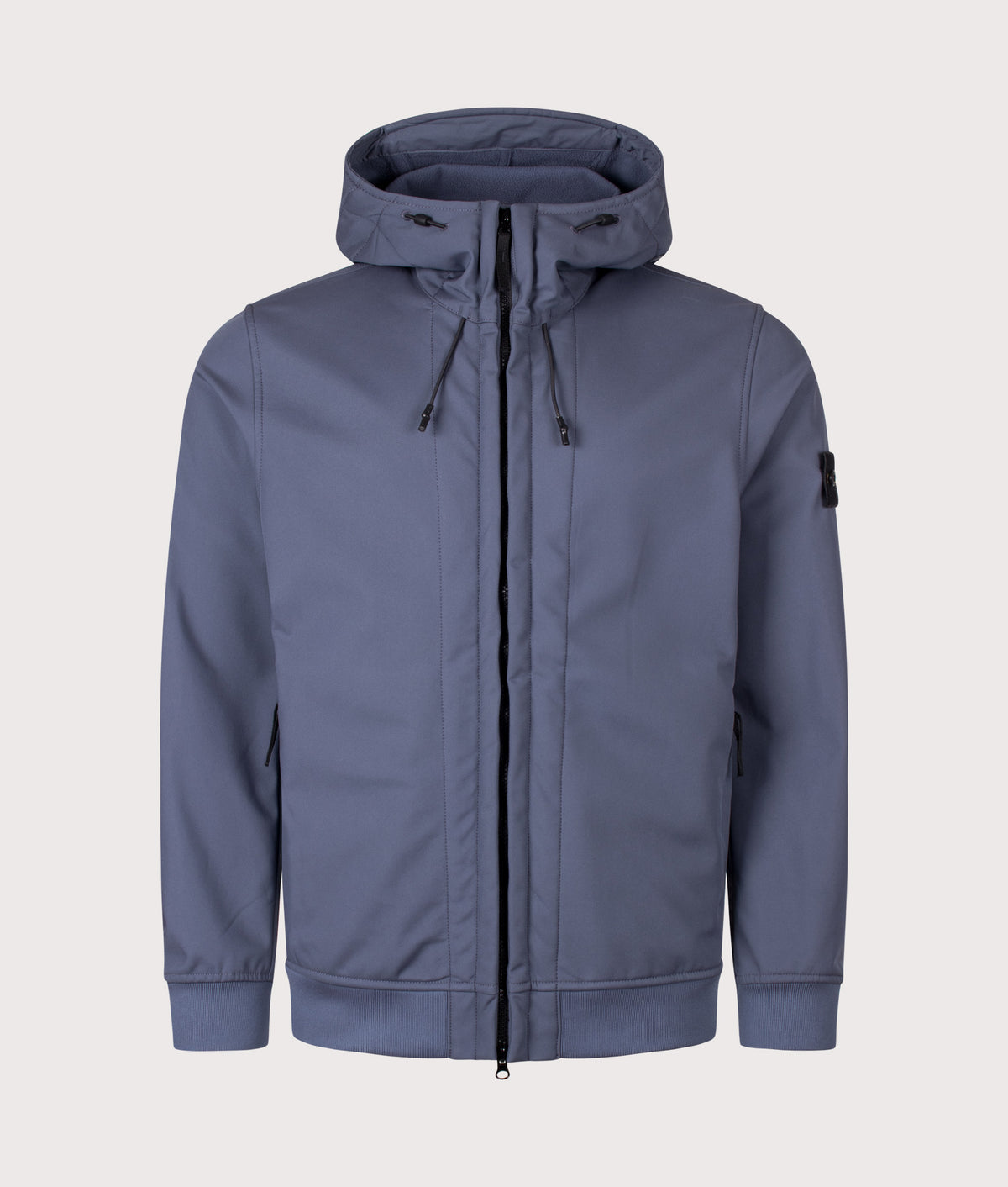 Stone Island Soft Shell-R_E.Dye® Technology Jacket in Slate Blue at EQVVS Menswear. Front shot.
