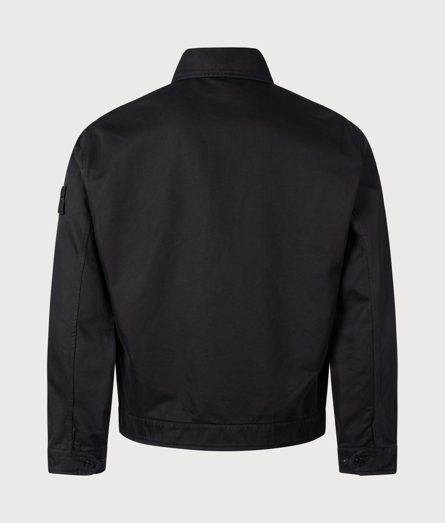 Stone Island Dense Cotton Twill-TC Jacket in Black at EQVVS Menswear. Back shot.