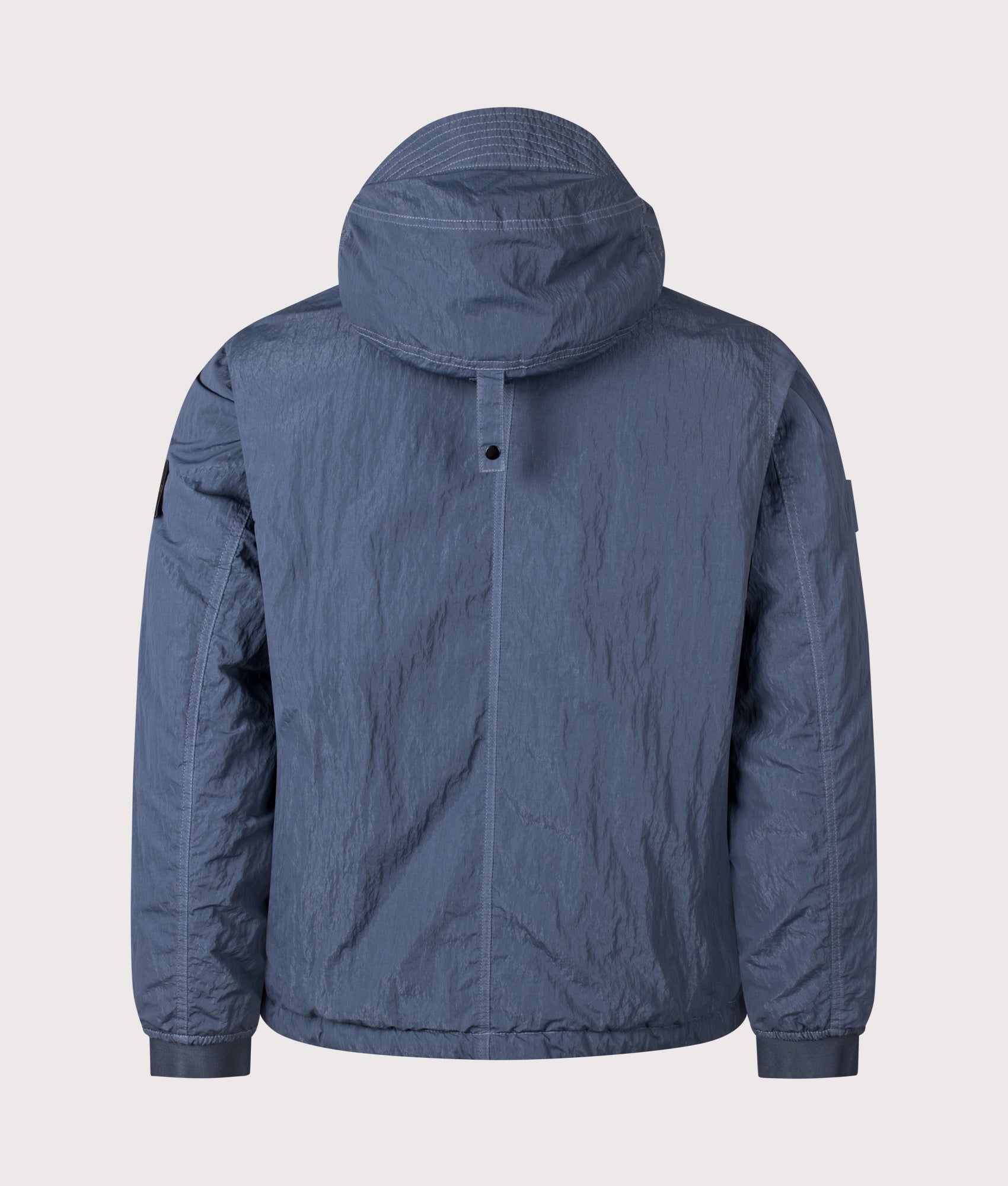 Stone Island Warp Rib Nylon-TC Jacket in Slate Blue at EQVVS Menswear. Back shot.