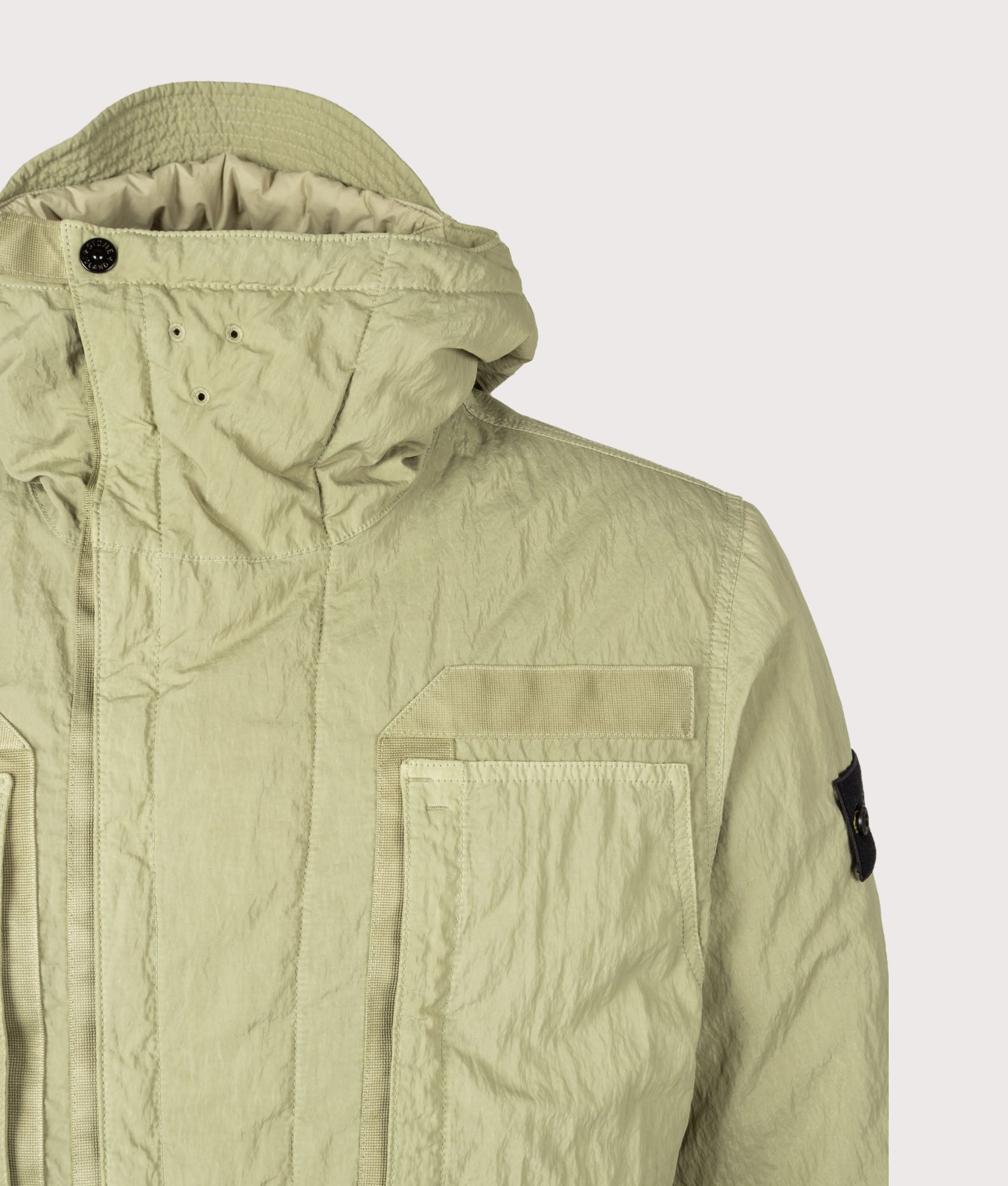 Stone Island Warp Rib Nylon-TC Jacket in Laurel Green at EQVVS Menswear. Second detail shot.