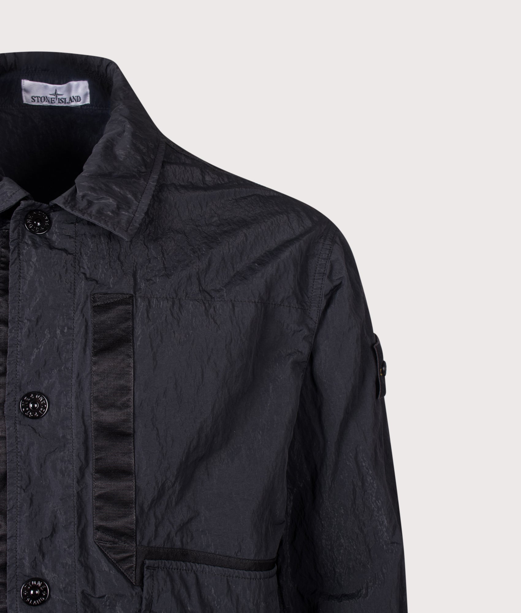 Stone Island Warp Rib Nylon-TC Jacket in Black at EQVVS Menswear. Second detail shot.