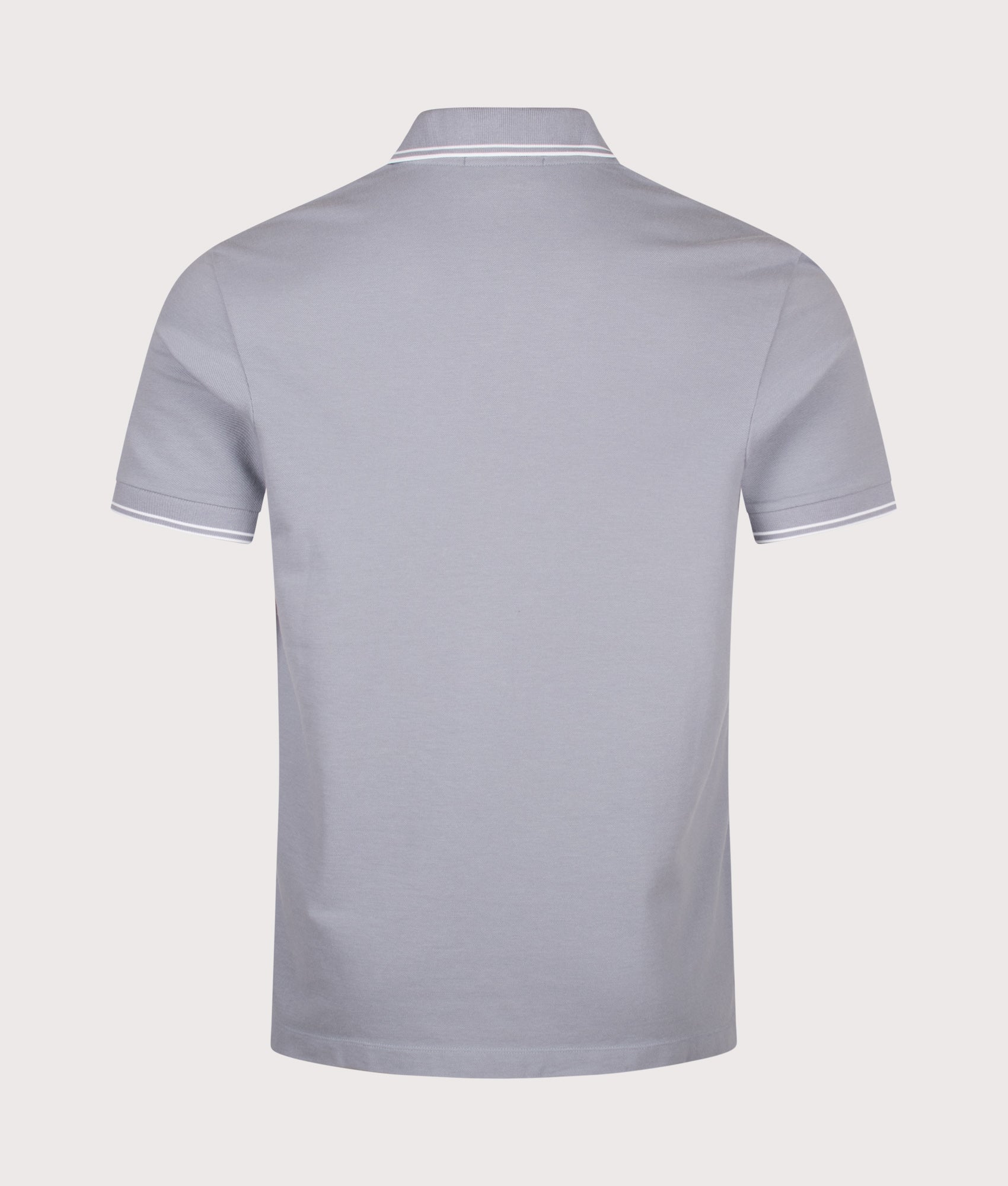 Stone Island Slim Fit Organic Cotton Polo Shirt in Ash Grey at EQVVS Menswear. Back shot.