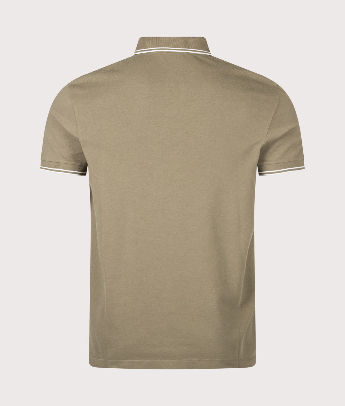 Stone Island staple Slim Fit Organic Cotton Polo Shirt in Military Green at EQVVS Menswear. Back shot.