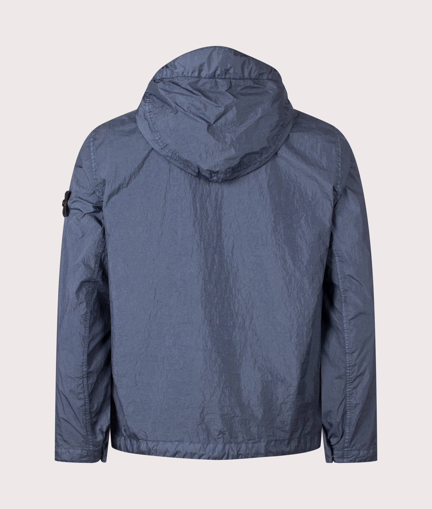 Stone Island Garment Dyed Crinkle Reps NY Jacket in Slate Blue at EQVVS Menswear. Back shot.