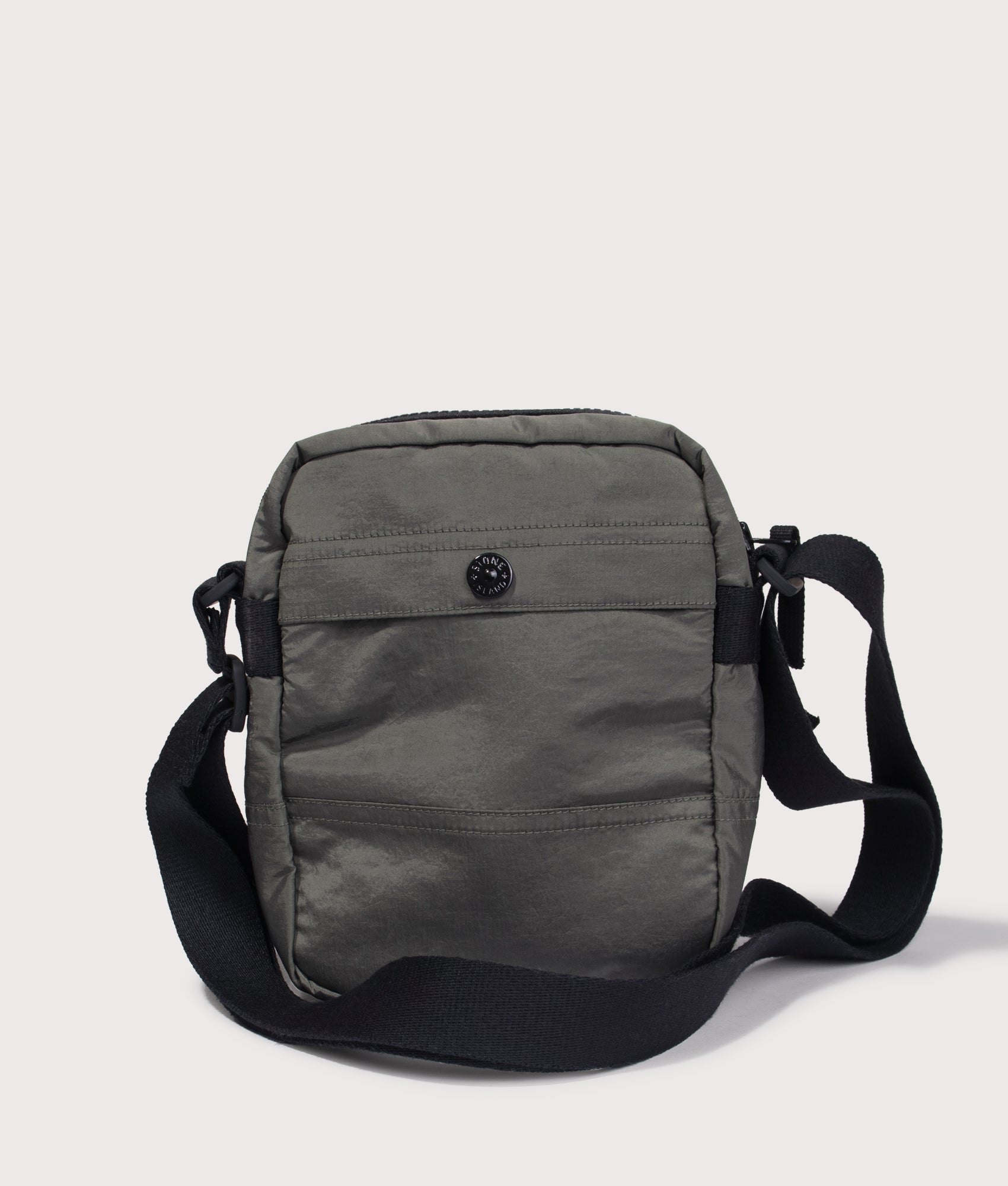 Stone Island Coated Nylon Metal in Econyl® Crossbody Bag in Musk at EQVVS Menswear. Back shot.