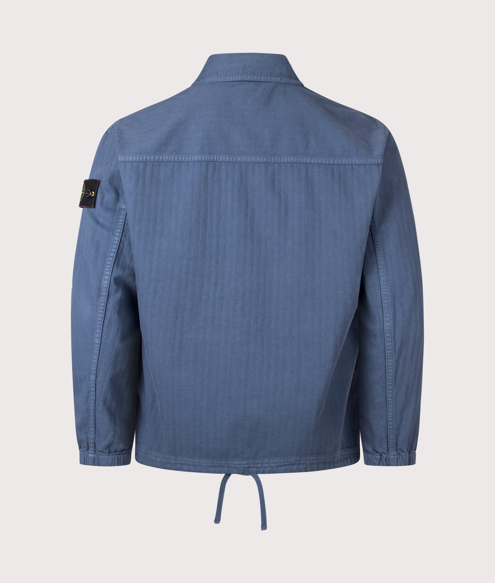 Stone Island Organic Cotton Twill Overshirt in Slate Blue at EQVVS Menswear. Back shot.