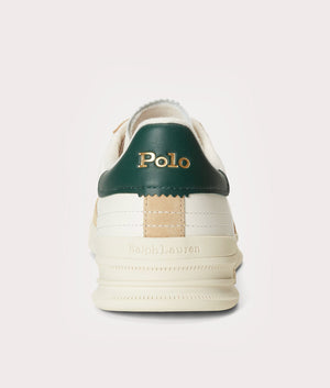 Ralph Lauren HTR Aera-SK-LTL Trainers in 004 Bone/Black/Green back shot at EQVVS