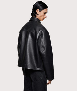 Cropped Leather Rider Jacket in Black | MKI MIYUKI ZOKU | EQVVS