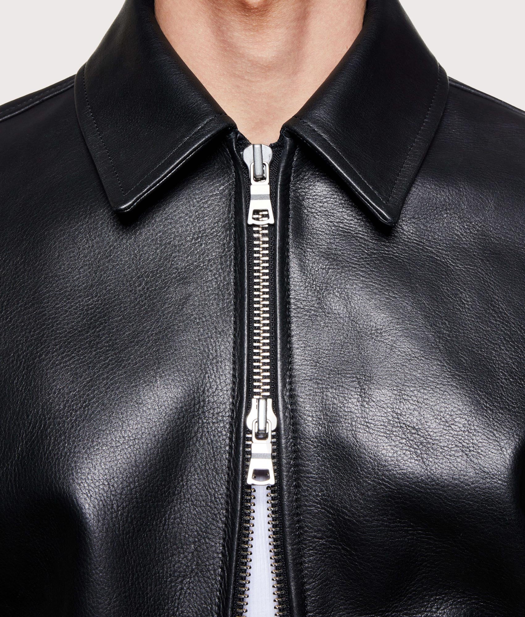 Cropped Leather Rider Jacket in Black | MKI MIYUKI ZOKU | EQVVS