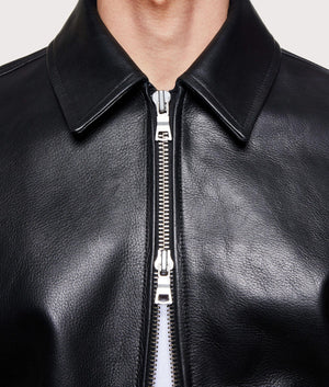 Cropped Leather Rider Jacket in Black | MKI MIYUKI ZOKU | EQVVS